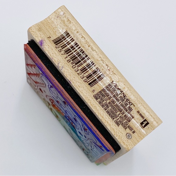 Wooden Rubber Ink Stampers Peacock Feather, Frog, Think Happy Be Happy Stampers - Picture 9 of 11